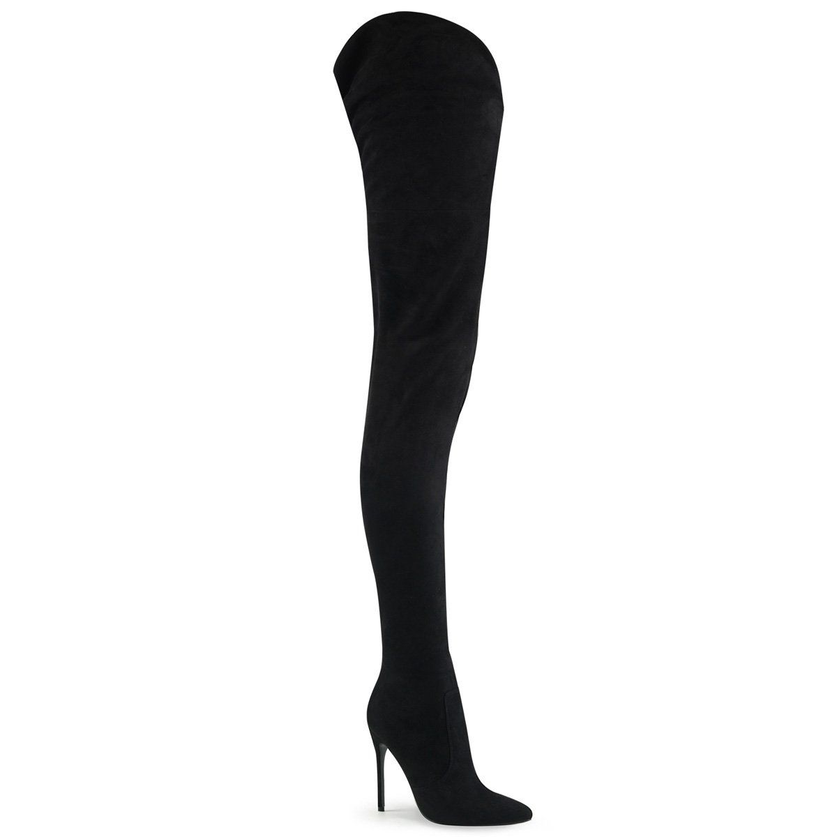 COURTLY-4017 Black Faux Suede Thigh Boot Pleaser