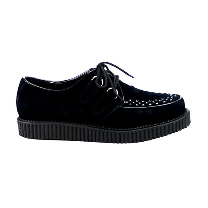 CREEPER-602S Black Suede Creeper Demonia