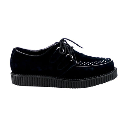 CREEPER-602S Black Suede Creeper Demonia
