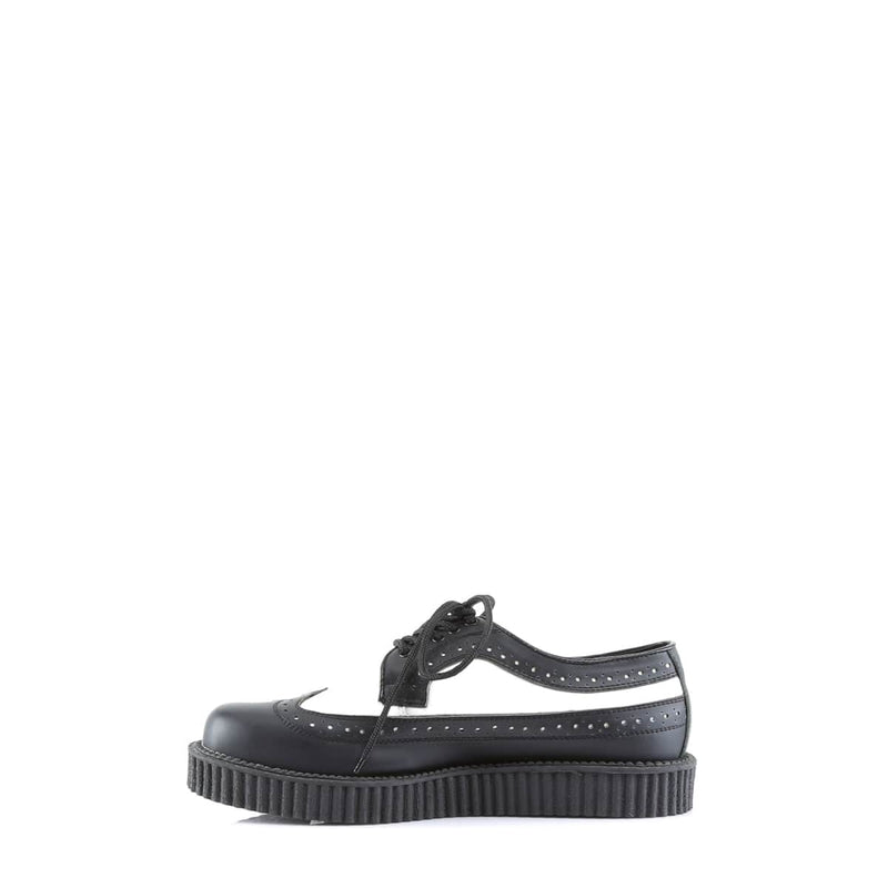 CREEPER-608 Black-White Leather Creeper Demonia US Size (Unisex/Men's): 4