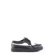CREEPER-608 Black-White Leather Creeper Demonia US Size (Unisex/Men's): 4