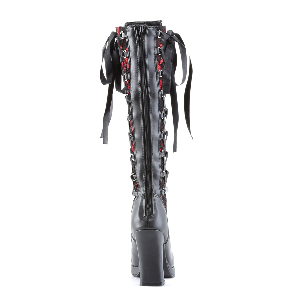 CRYPTO-106 Black-Red Vegan Leather Knee Boot – SHOE ME