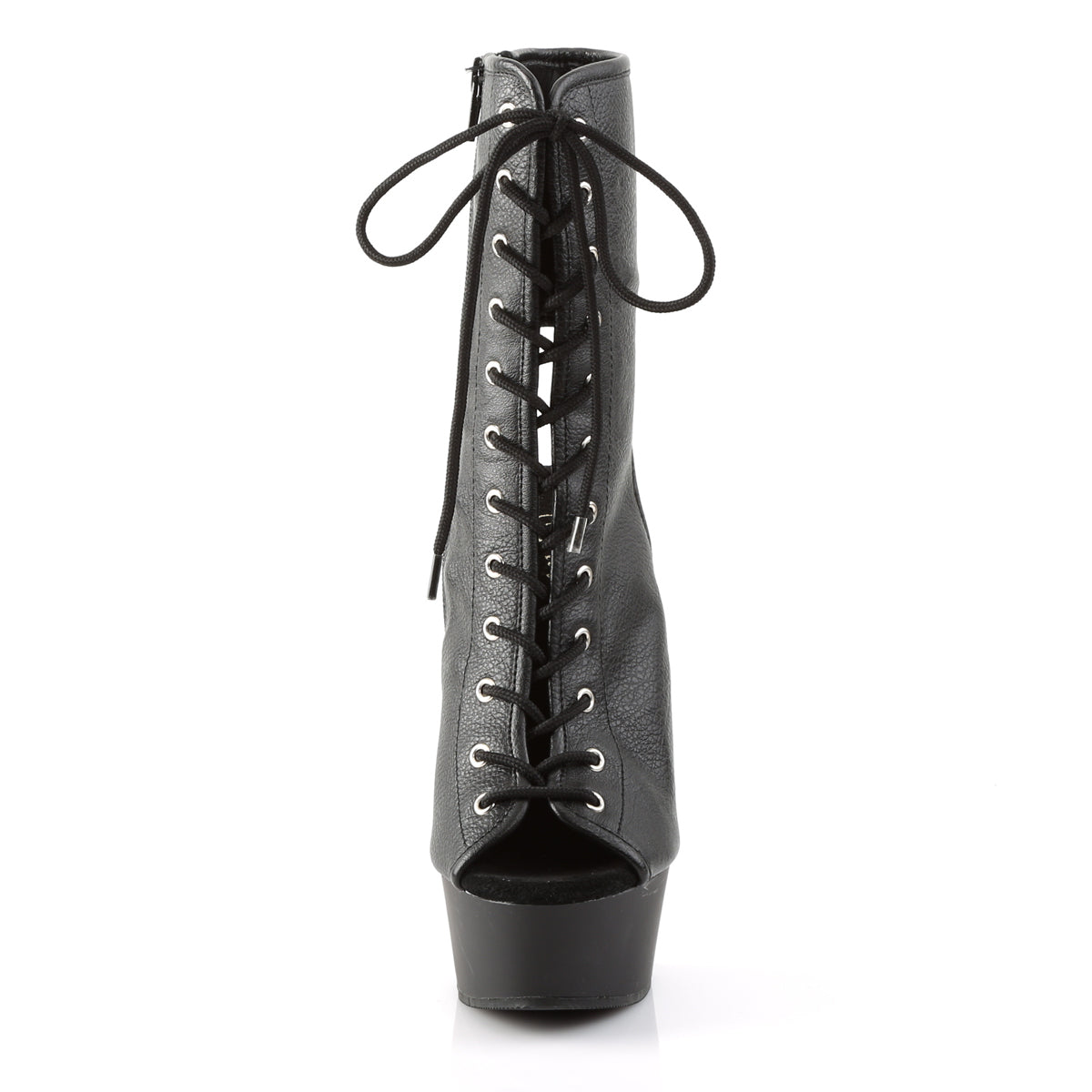 DELIGHT-1016 Black Faux Leather Boot Pleaser