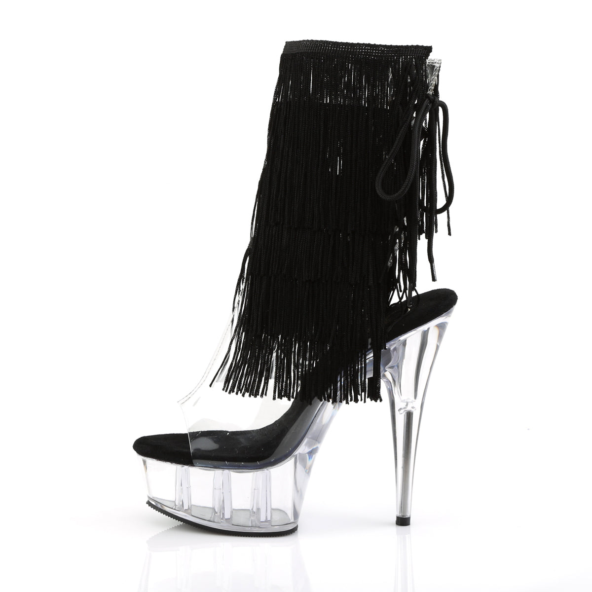 DELIGHT-1017TF Clear-Black/Clear Ankle Boot Pleaser