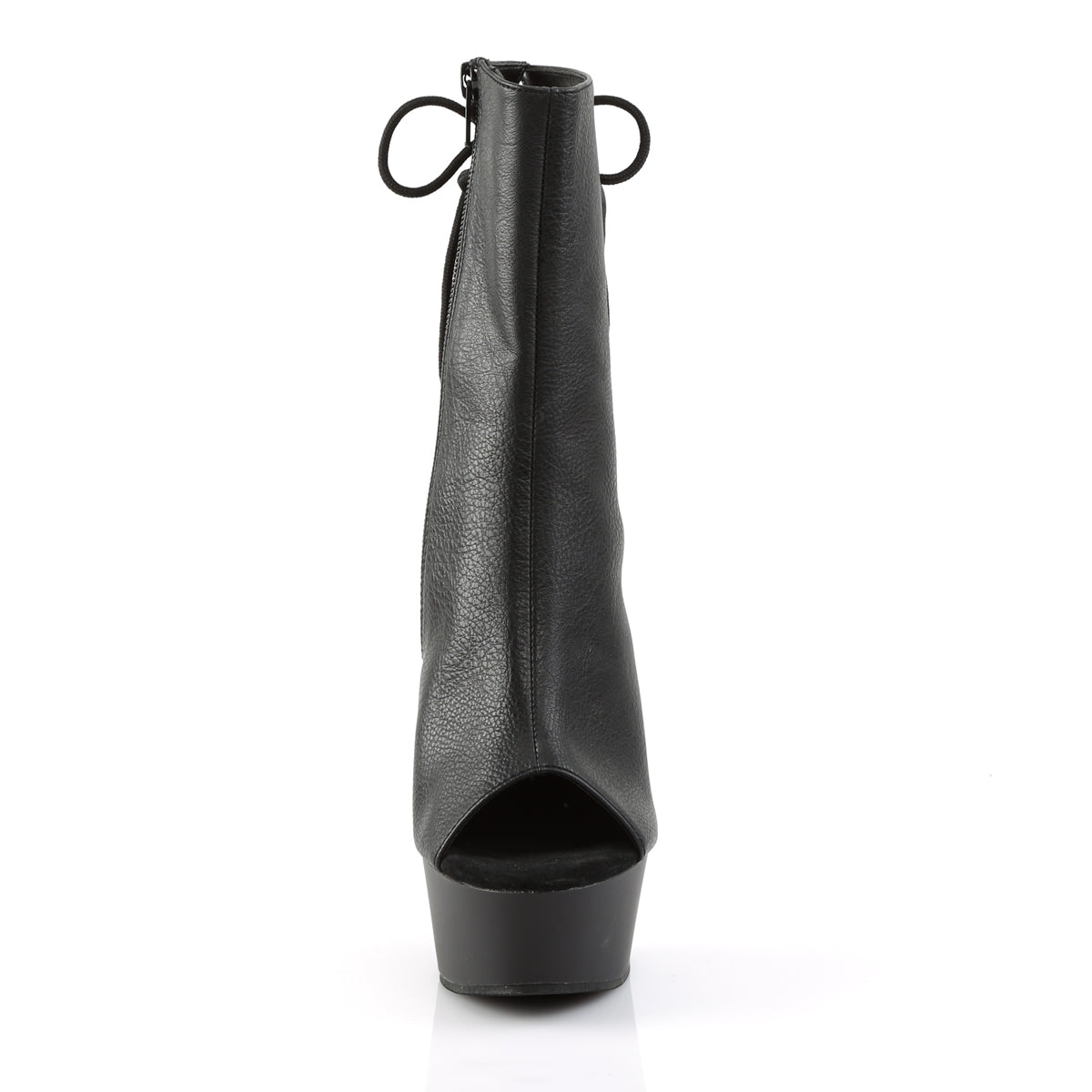 DELIGHT-1018 Black Faux Leather/Black Ankle Boot Pleaser