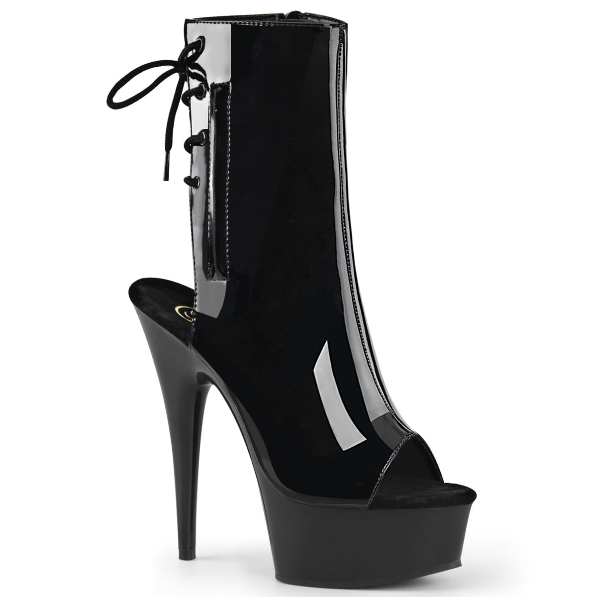 DELIGHT-1018 Black Patent Ankle Boot Pleaser