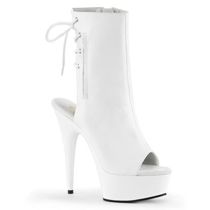 DELIGHT-1018 White Faux Leather/White Ankle Boot Pleaser