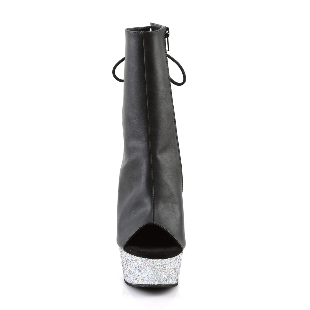 DELIGHT-1018LG Black Pu/Silver Multi Glitter Ankle Boot Pleaser