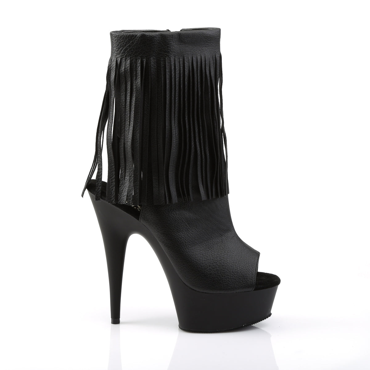 DELIGHT-1019 Black Faux Leather Boot Pleaser