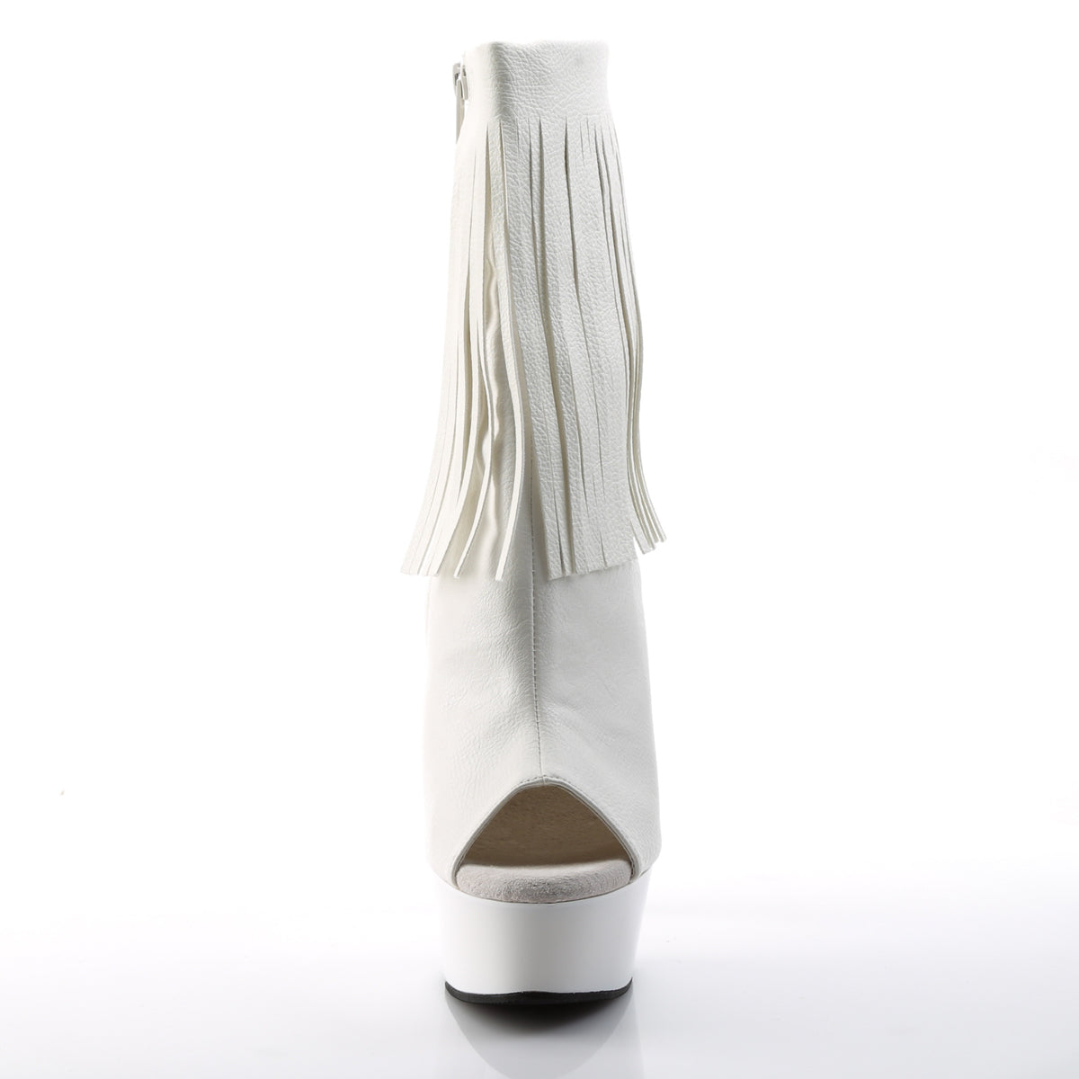 DELIGHT-1019 White Faux Leather/White Boot Pleaser