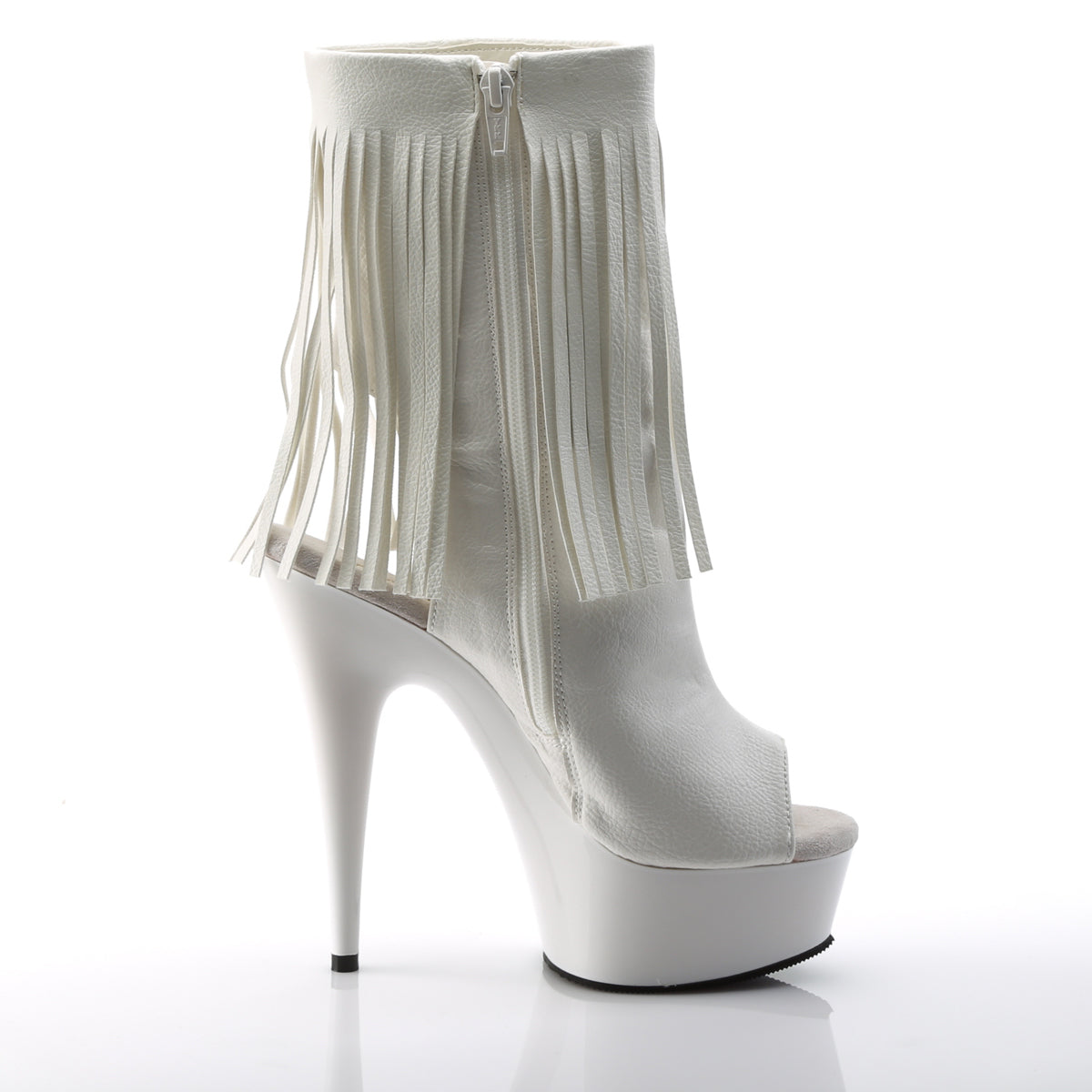 DELIGHT-1019 White Faux Leather/White Boot Pleaser