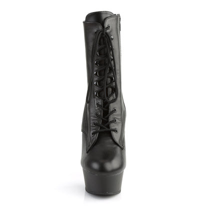 DELIGHT-1020 Black Leather/Black Ankle Boot Pleaser