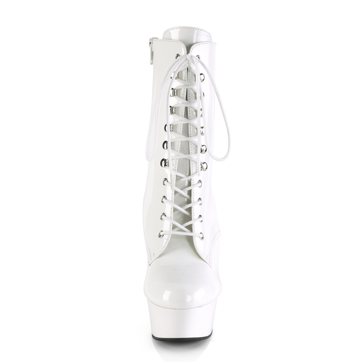 DELIGHT-1020 White Patent/White Ankle Boot Pleaser