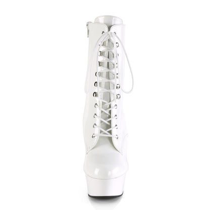 DELIGHT-1020 White Patent/White Ankle Boot Pleaser
