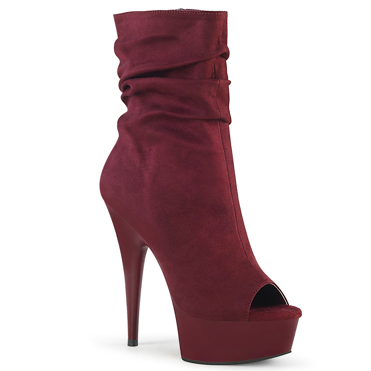 DELIGHT-1031 Burgundy Faux Suede/Burgundy Matte Ankle Boot Pleaser