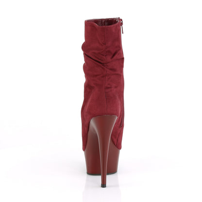 DELIGHT-1031 Burgundy Faux Suede/Burgundy Matte Ankle Boot Pleaser