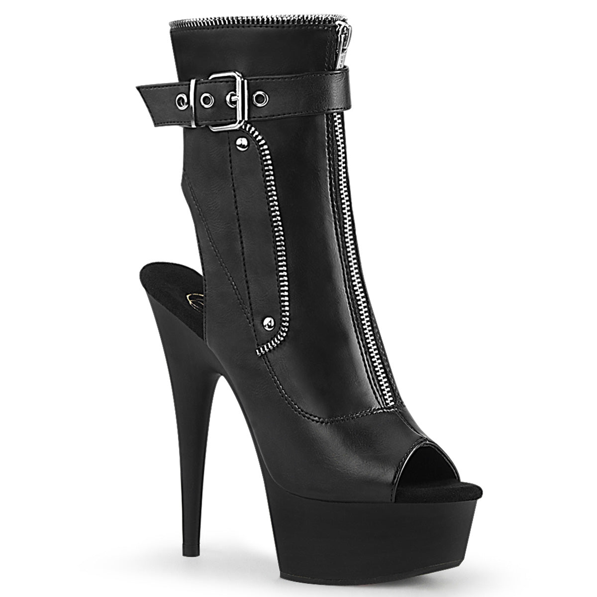 DELIGHT-1035 Black Faux Leather Ankle Boot Pleaser