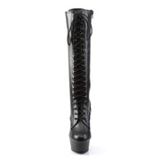 DELIGHT-2023 Black Stretch Faux Leather/Black Matte Knee Boot Pleaser US Size (Women's): 5