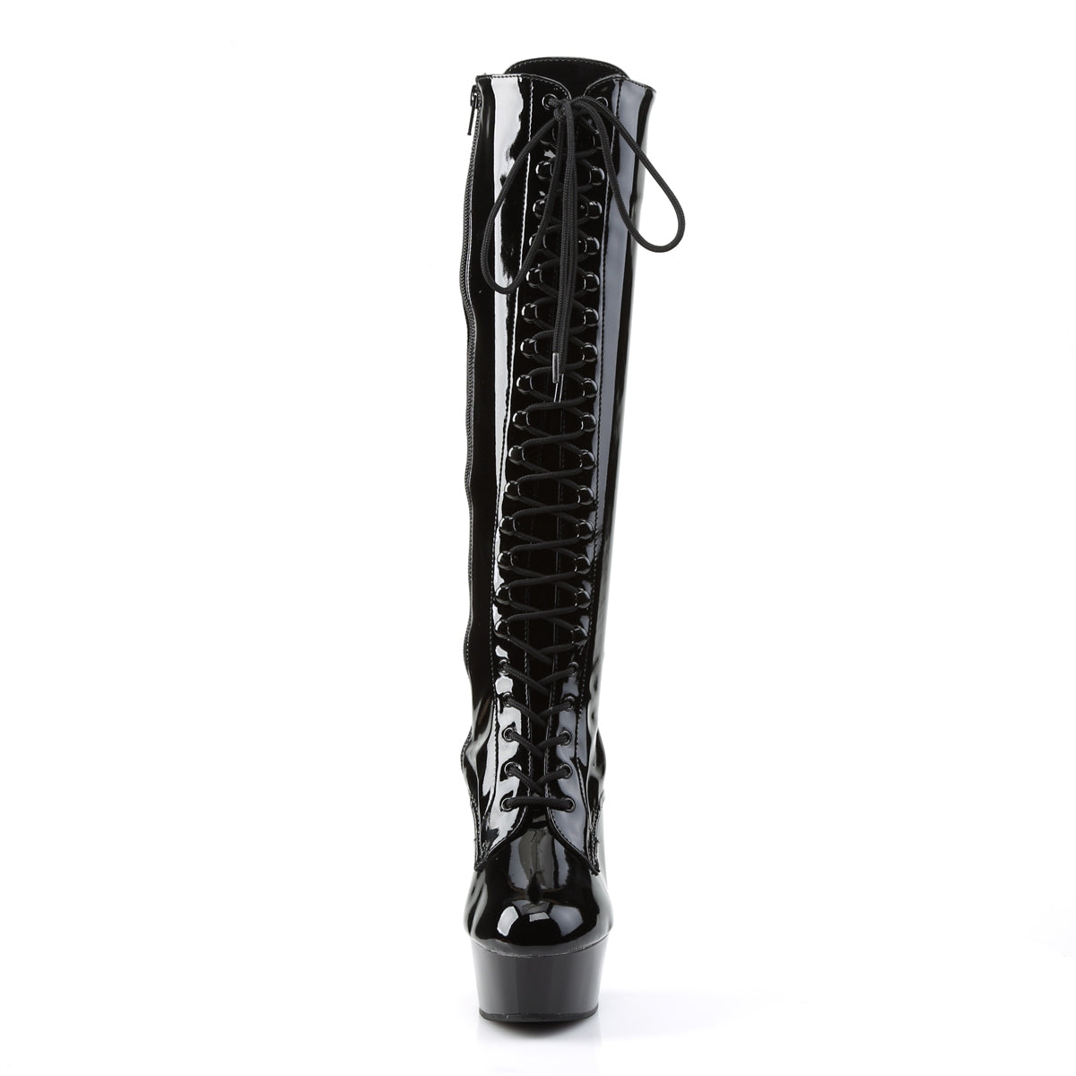 DELIGHT-2023 Black Stretch Patent Knee Boot Pleaser