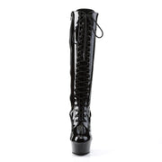 DELIGHT-2023 Black Stretch Patent/Black Knee Boot Pleaser US Size (Women's): 5