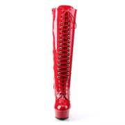 DELIGHT-2023 Red Stretch Patent/Red Knee Boot Pleaser US Size (Women's): 5