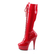 DELIGHT-2023 Red Stretch Patent/Red Knee Boot Pleaser US Size (Women's): 5