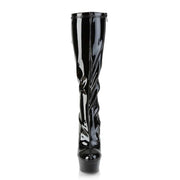 DELIGHT-2029 Black Stretch Patent/Black Knee Boot Pleaser US Size (Women's): 6