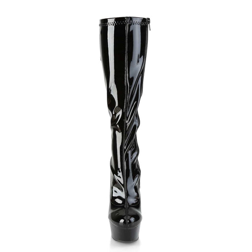 DELIGHT-2029 Black Stretch Patent/Black Knee Boot Pleaser US Size (Women's): 6