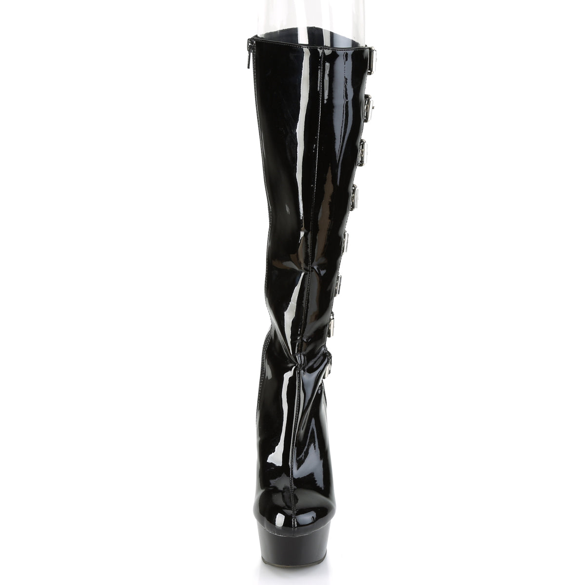 DELIGHT-2047 Black Patent/Black Knee Boot Pleaser