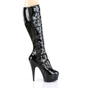 DELIGHT-2049 Black Patent/Black Knee Boot Pleaser US Size (Women's): 6