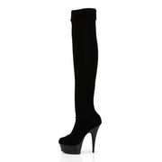 DELIGHT-3002 Black Stretch Velvet/Black Boot Pleaser US Size (Women's): 5