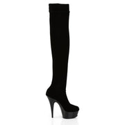 DELIGHT-3002 Black Stretch Velvet/Black Boot Pleaser US Size (Women's): 5