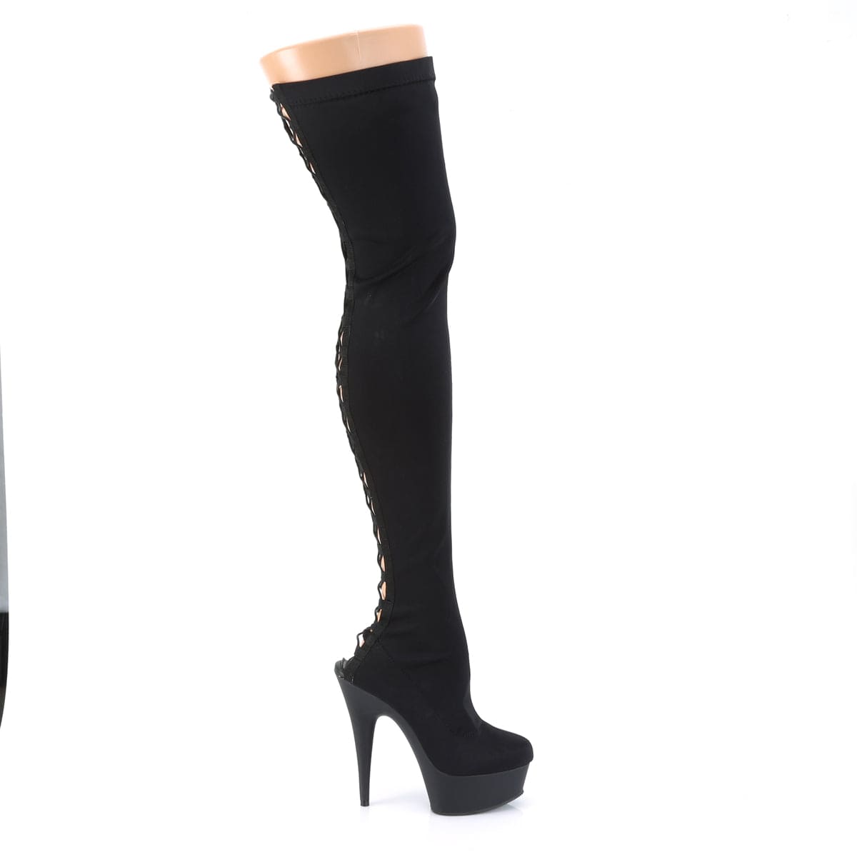 DELIGHT-3003 Black Lycra Thigh Boot Pleaser