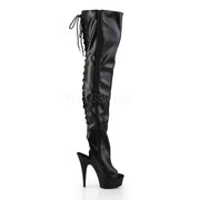 DELIGHT-3017 Black Stretch Faux Leather/Black Boot Pleaser US Size (Women's): 6