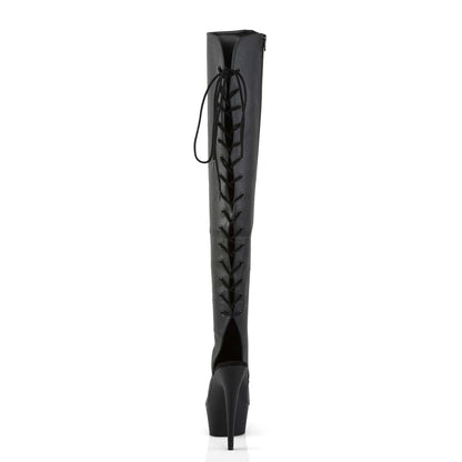 DELIGHT-3019 Black Faux Leather/Black Boot Pleaser
