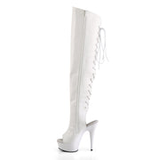 DELIGHT-3019 White Faux Leather/White Boot Pleaser US Size (Women's): 5