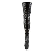 DELIGHT-3063 Black Stretch Faux Leather/Black Thigh Boot Pleaser US Size (Women's): 5