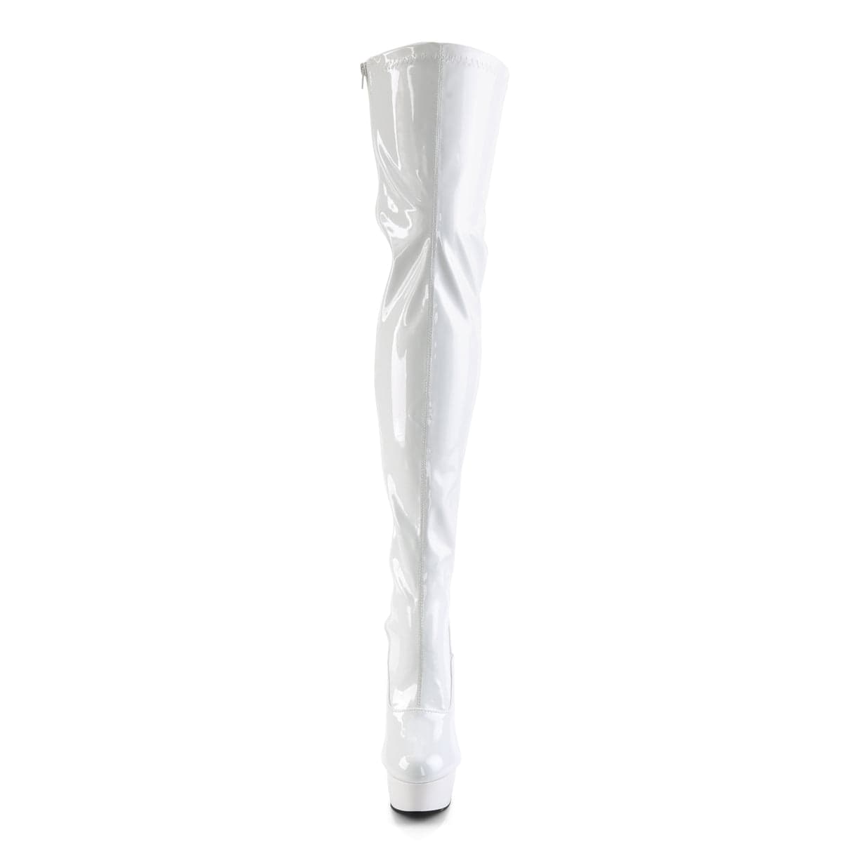 DELIGHT-3063 White Stretch Patent/White Thigh Boot Pleaser US Size (Women's): 5