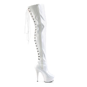 DELIGHT-3063 White Stretch Patent/White Thigh Boot Pleaser US Size (Women's): 5