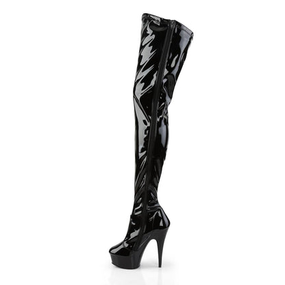 DELIGHT-4000 Black Stretch Patent Boot Pleaser