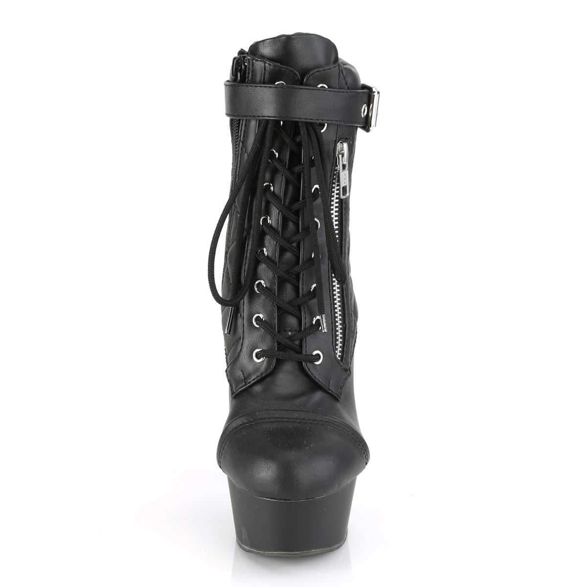 DELIGHT-600-05 Black Faux Leather Ankle Boot Pleaser