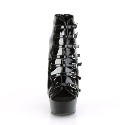 DELIGHT-600-11 Black Patent/Black Ankle Boot Pleaser