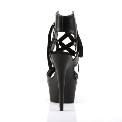 DELIGHT-600-14 Black Faux Leather/ Black Platform Sandal Pleaser