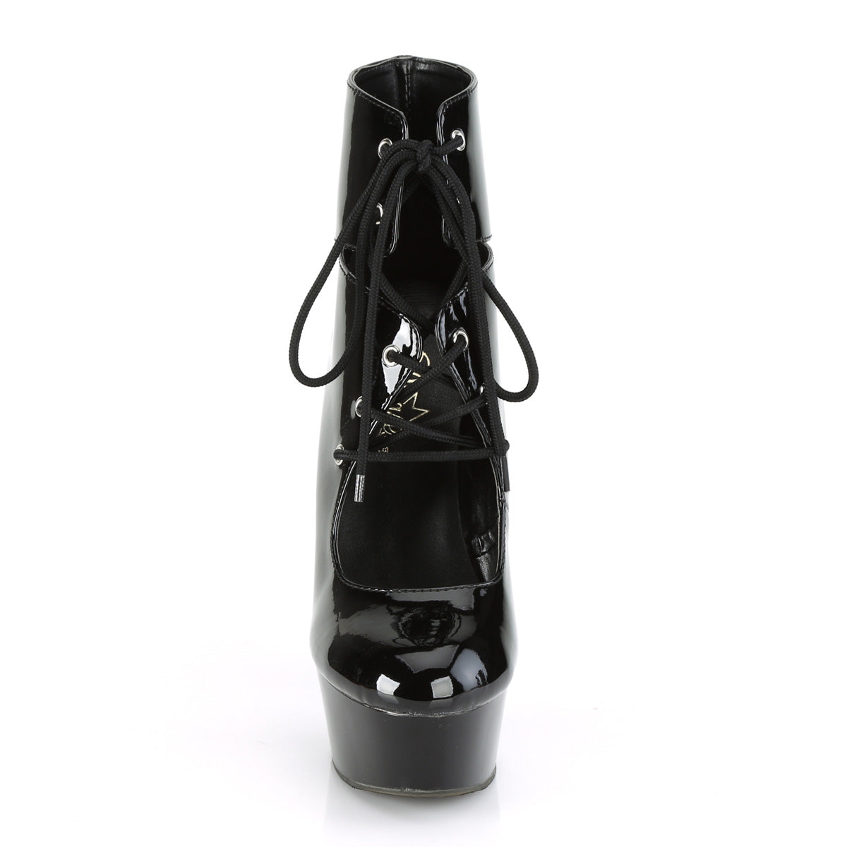 DELIGHT-600-22 Black Patent/Black Ankle Boot Pleaser