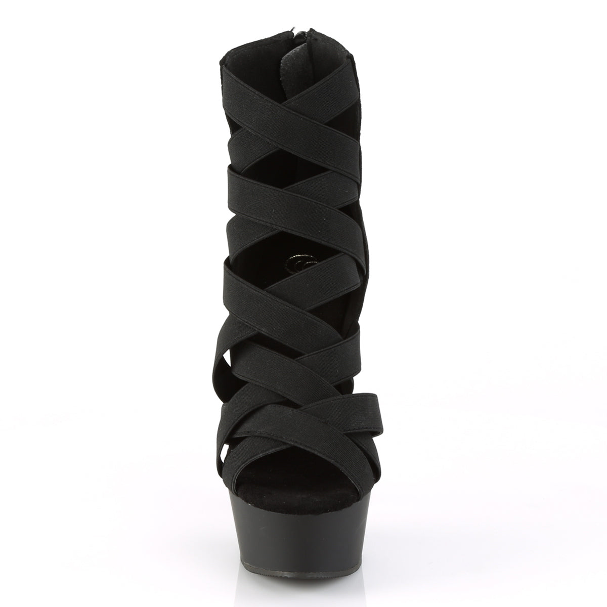 DELIGHT-600-24 Black Elastic Band-Faux Suede Platform Sandal Pleaser