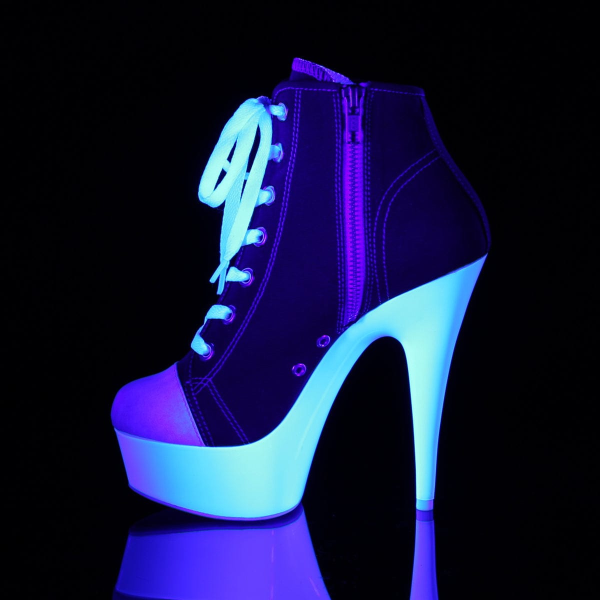 DELIGHT-600SK-02 Red Canvas/Neon White Sneaker Heels Pleaser US Size (Women's): 5