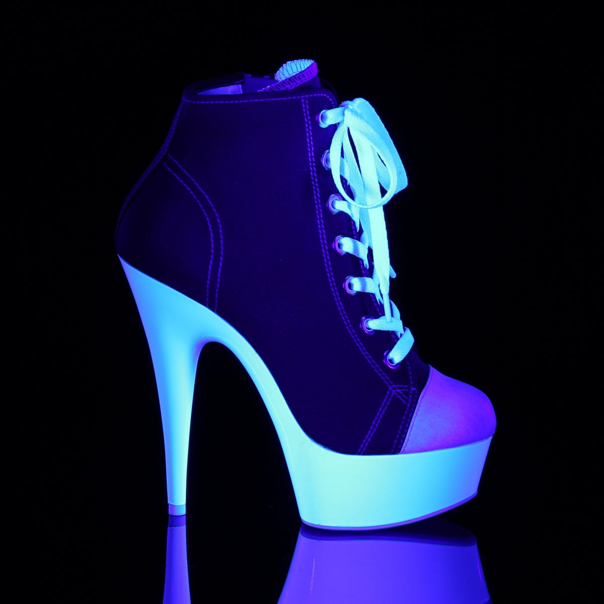 DELIGHT-600SK-02 Red Canvas/Neon White Sneaker Heels Pleaser US Size (Women's): 5