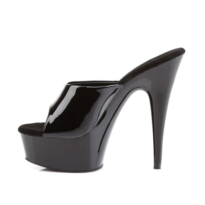 DELIGHT-601 Black Patent Slide Pleaser