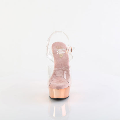DELIGHT-608 Clear/Rose Gold Chrome Platform Sandal Pleaser