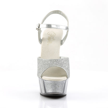 DELIGHT-609-5G Silver Glitter/Silver Glitter Platform Sandal Pleaser